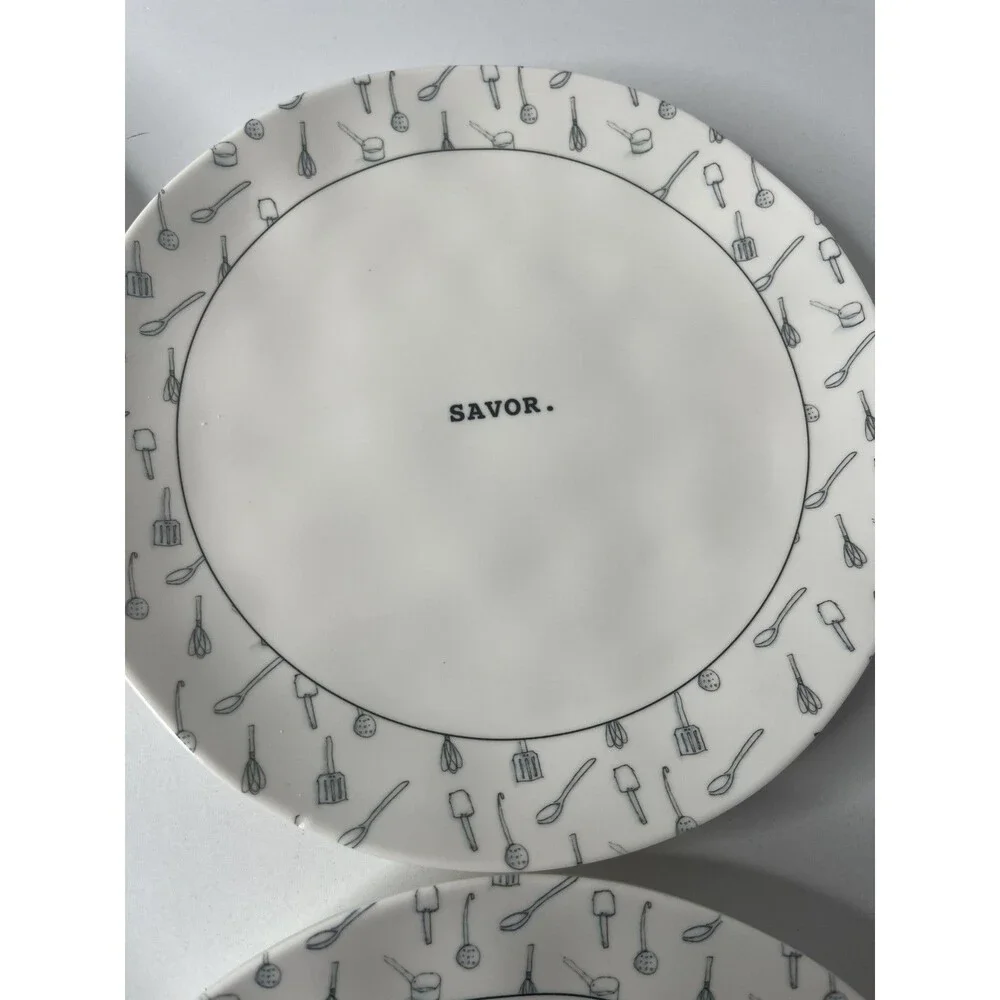 Rae Dunn Artisan Collection By Magenta 10” Melamine Dinner Plate Dine Savor Eat